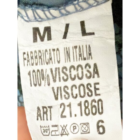 JACQUELINE B CLOTHING Flowy Satin Snake Pattern Pant in Denim Blue M/L - Picture 8 of 9